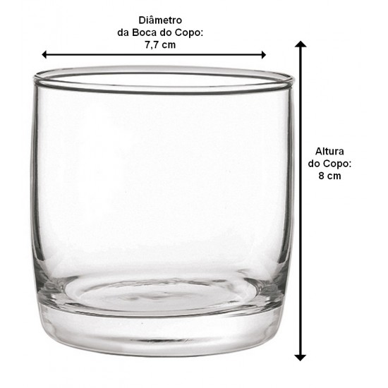 Copo 296ml Whisky Rocks 8cmAltura Por 7,7m Diâmetro De Vidro Monterey